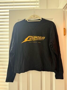 Brandy Melville Black Crewneck Sweatshirt with Gold Los Angeles Logo